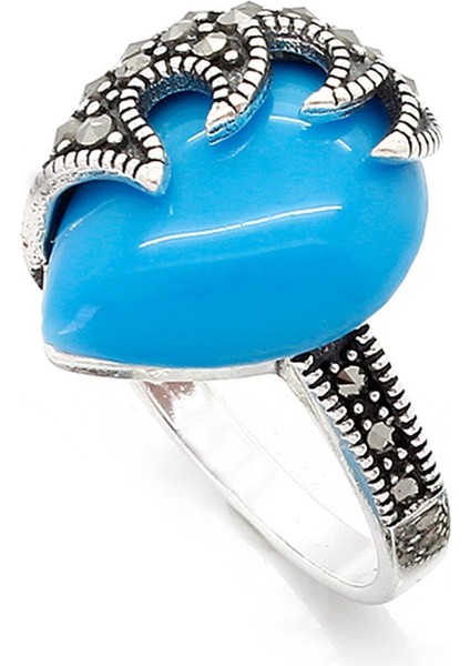 Gümüş 925 Ayar Kadın Yüzük Markazit Taşlı