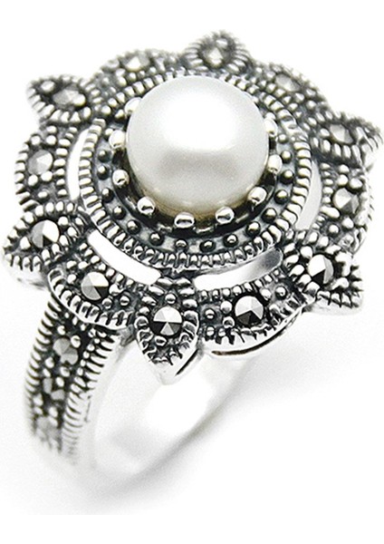 Gümüş 925 Ayar Kadın Yüzük Markazit Taşlı