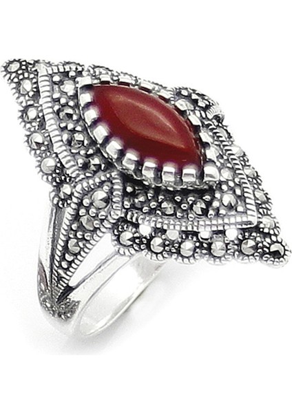 Gümüş 925 Ayar Kadın Yüzük Markazit Taşlı