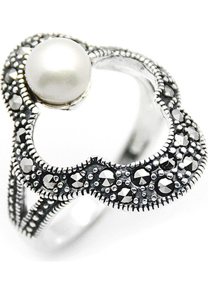 Gümüş 925 Ayar Kadın Yüzük Markazit Taşlı