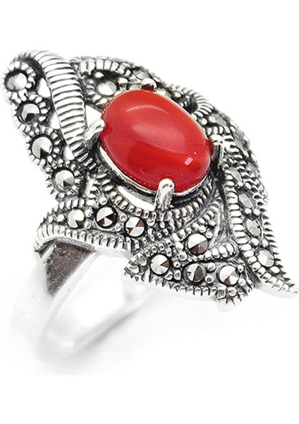 Gümüş 925 Ayar Kadın Yüzük Markazit Taşlı