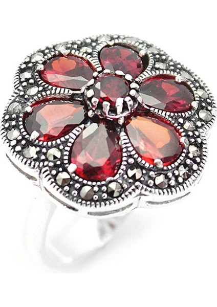 Gümüş 925 Ayar Kadın Yüzük Markazit Taşlı