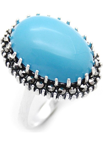 Gümüş 925 Ayar Kadın Yüzük Markazit Taşlı