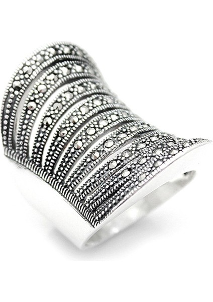 Gümüş 925 Ayar Kadın Yüzük Markazit Taşlı