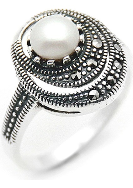 Gümüş 925 Ayar Kadın Yüzük Markazit Taşlı