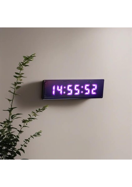 Sanec Saniyeli Dijital LED Duvar ve Masa Saati - Pembe (Kasa Ölçüsü: 7X26 Cm)