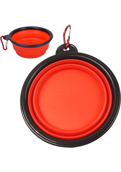 Katlanabilir Silikon Seyahat Kedi Köpek Mama Kabı - Kırmızı fiyatları