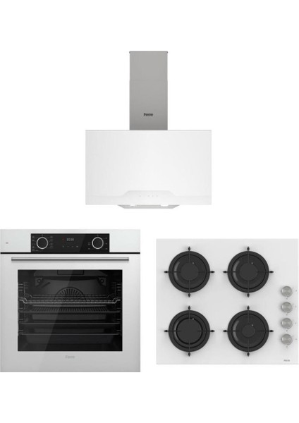 Fryart Beyaz Set ( D064 Beyaz Davlumbaz -CS206 Beyaz Ocak- XE63CB Fryart Beyaz Fırın)