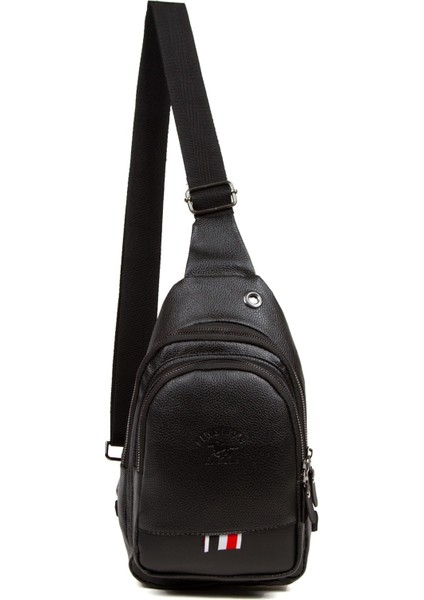 Unisex Siyah Deri USB Kulaklık Çıkışlı Bodybag Çapraz Göğüs ve Omuz Çantası tul231