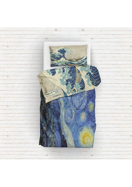 The Starry Night & Kanagawa Oki Nami Ura Çift Taraflı Nevresim Takımı