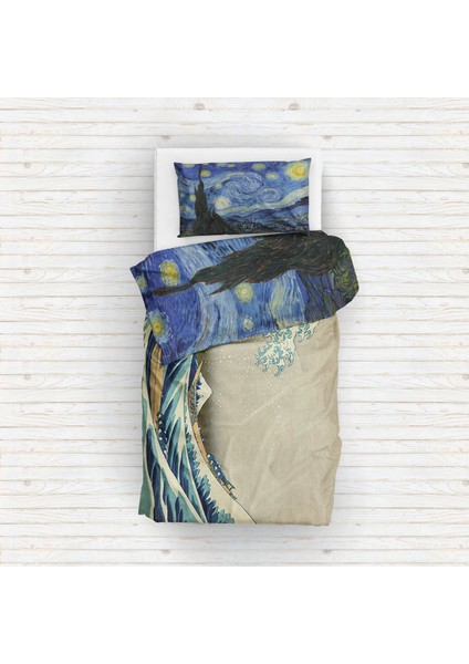The Starry Night & Kanagawa Oki Nami Ura Çift Taraflı Nevresim Takımı fiyatları