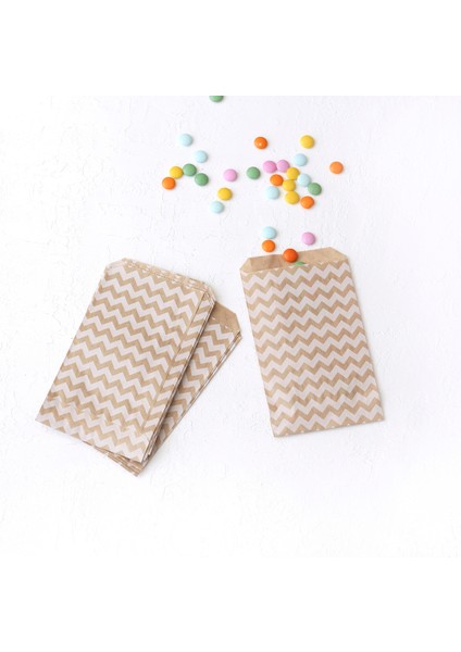 Zikzak Desenli 50 Adet Kese Kağıdı Kraft Beyaz 11 x 20 cm fiyatları
