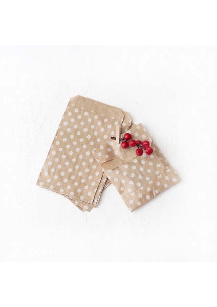 Puantiye Desenli 25 Adet Kese Kağıdı Kraft Beyaz 11 x 20 cm fiyatları
