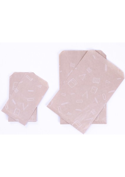 Kırtasiye Desenli 50 Adet Kraft Kese Kağıdı 11 x 20 cm fiyatları