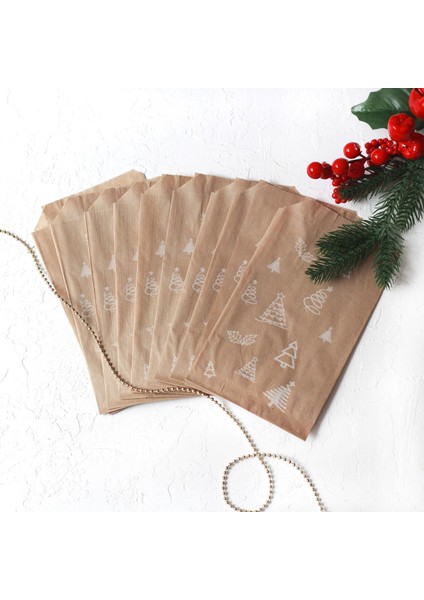 Çam Desenli 50 Adet Kraft Kese Kağıdı 11 x 20 cm fırsatları