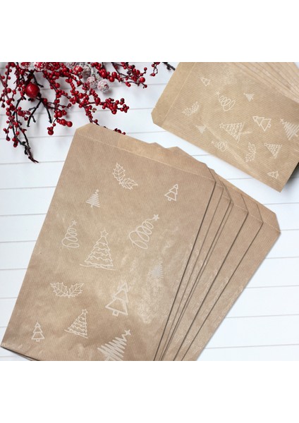 Çam Desenli 25 Adet Kraft Kese Kağıdı 11 x 20 cm