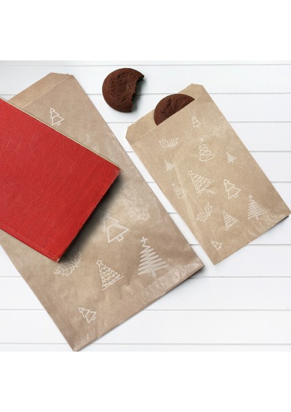 Çam Desenli 25 Adet Kraft Kese Kağıdı 11 x 20 cm