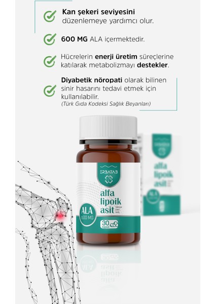 Alfa Lipoik Asit 600 mg 30 Kapsül