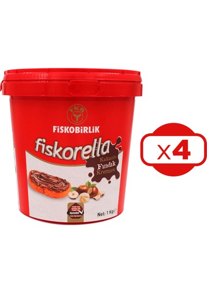 Fiskorella Kakaolu Fındık Kreması 1 kg 4 Lü