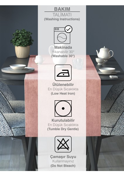 Kadife Efektli Tatlı Pembe Rengi Aura Serisi Runner 40 x 140 indirimleri