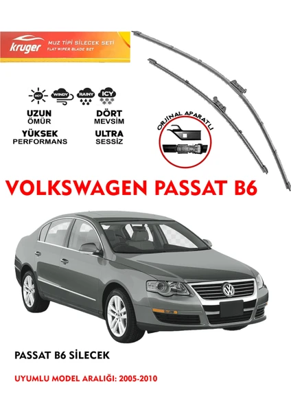 Volkswagen Passat Cam Muz Silecek Takımı B6 (2005-2010) Arası Araca Özel Orijinal Aparat