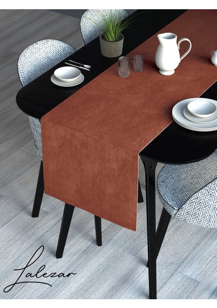 Kadife Efektli Kiremit Rengi Aura Serisi Runner 40 x 140