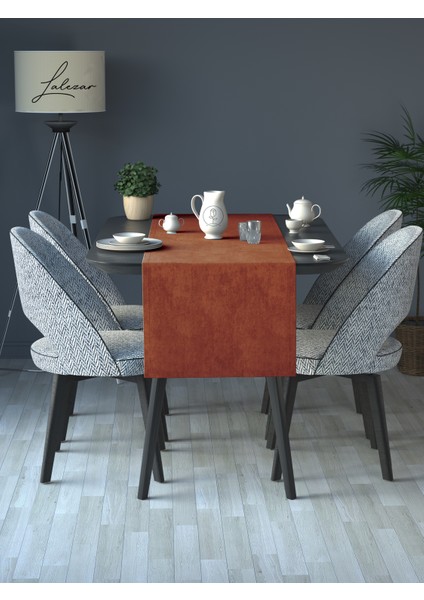 Kadife Efektli Kiremit Rengi Aura Serisi Runner 40 x 140 modelleri
