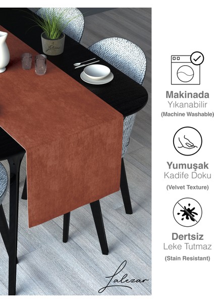 Kadife Efektli Kiremit Rengi Aura Serisi Runner 40 x 140 fırsatları