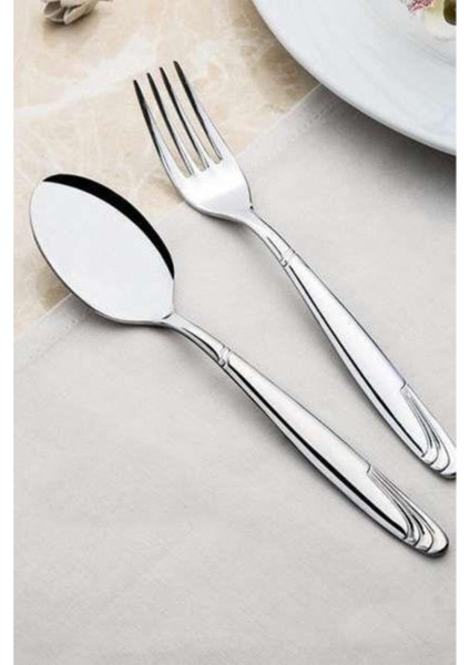 Tekno Trust Çoklu Lizbon Sade 60 Parça Büyük Aile Takımı (Kutulu) Gümüş Paslanmaz Çelik