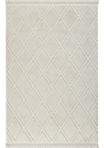 Sakura 2209 Krem Hav Toz Vermez Etnik Desenli Modern Dokuma Bukleli Salon Halısı