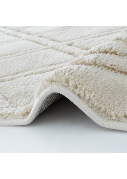 Sakura 2209 Krem Hav Toz Vermez Etnik Desenli Modern Dokuma Bukleli Salon Halısı