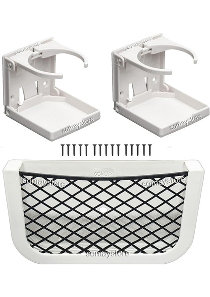 Tekne Seti 2 Katlanır Bardaklık Beyaz 1 Plastik Fileli Eşya Filesi 205X120X20MM