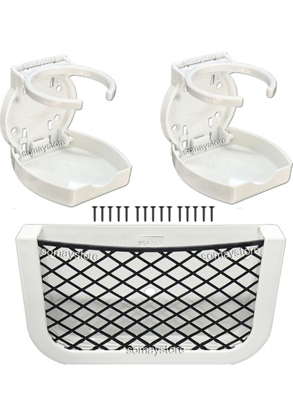Tekne Seti 2 Katlanır Bardaklık Oval Beyaz 1 Plastik Fileli Eşya Filesi 205X120X20MM