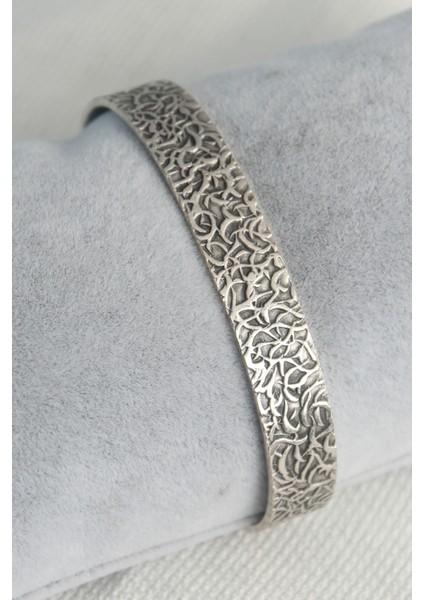 Otantik Model Gümüş Renk Işleme Detay Plaka Erkek Bileklik - EBJ240229W19827