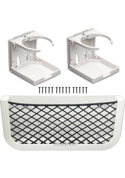 Tekne Seti 2 Katlanır Bardaklık Beyaz 1 Plastik Fileli Eşya Filesi 250X120X20mm