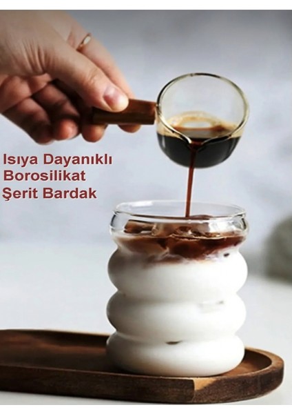 Tekno Trust 1 Isıya Dayanıklı Borosilikat Cam Şerit Şeklinde Bardak | Kahve ve Sunum Bardağı - Shot- 1 Adet Bey