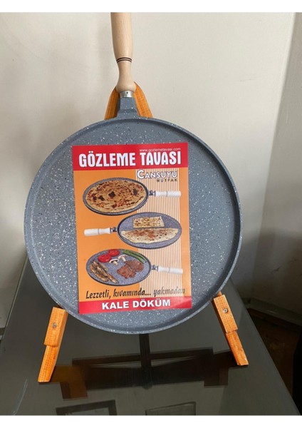 1 Kale Döküm Gözleme Tavası Gözleme Tavası Çıkarılabilir Saplı Granit Döküm Alüminyum