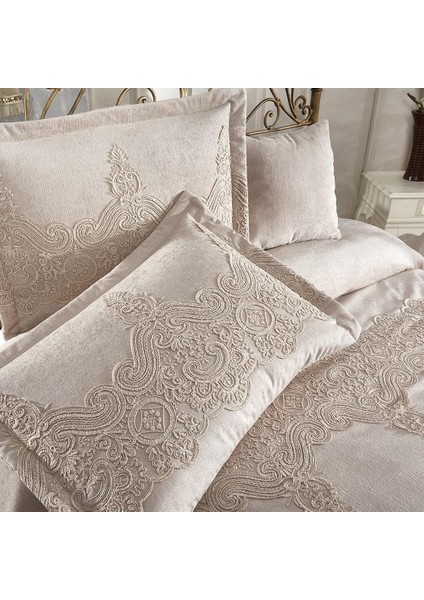 Elegante Mila Vizon Çift Kişilik Dantelli Çeyizlik Yatak Örtüsü fiyatları