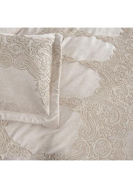 Elegante Mila Vizon Çift Kişilik Dantelli Çeyizlik Yatak Örtüsü modelleri