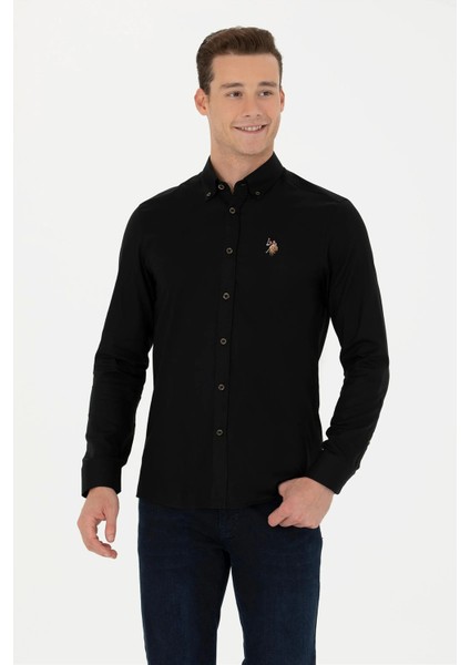 Düğmeli Yaka Pamuk Slim Fit Gömlek Erkek Gömlek G081SZ0041826727