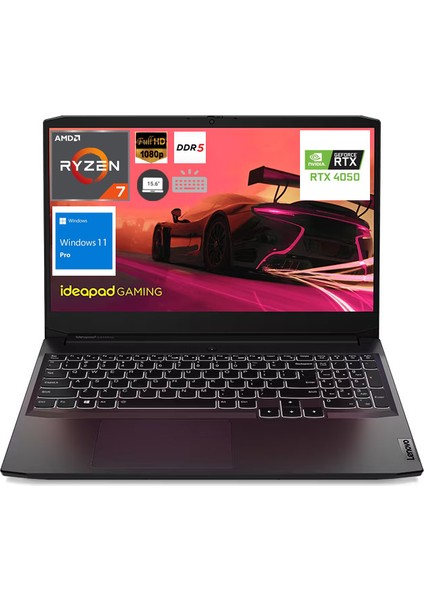 Ideapad Gaming 3 Amd Ryzen 7 7735HS 16GB 1tb SSD RTX4050 15.6" Fhd Windows 11 Pro Taşınabilir Bilgisayar 82SB00P4TR WZ03