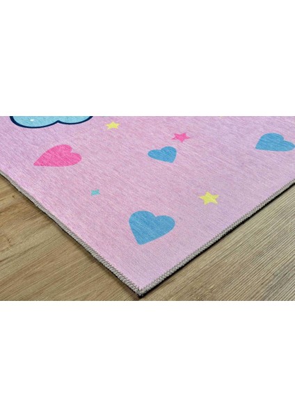 Kids Unicorn Dijital Baskı Makinede Yıkanabilir Pembe Çocuk Odası Halısı fiyatları