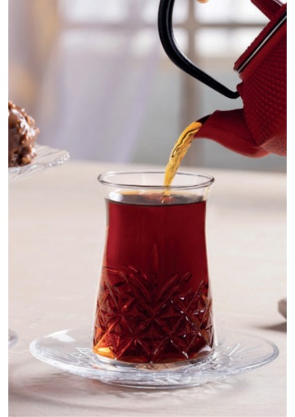 Tekno Trust Beyaz Timeless Çay Bardağı ve Çay Tabağı Seti 6 Kişilik 12 Parça Çay Bardağı 100-199