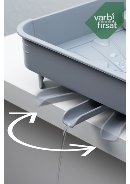 Tekno Trust Gri Açılır Kapanır Sürgülü Tabaklık Bulaşıklık Bulaşık Sepeti / Açık Gri 36 x 46 10 Plastik fırsatları