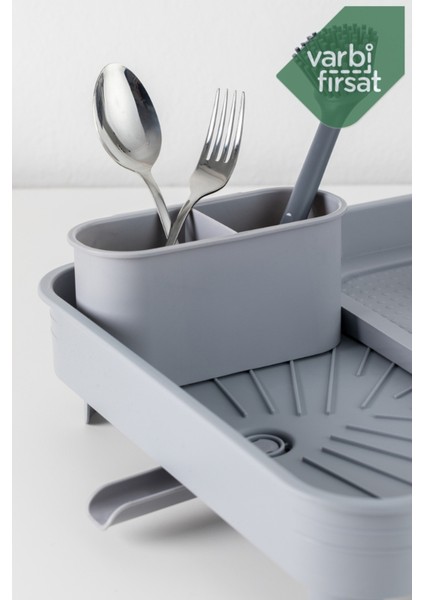 Tekno Trust Gri Açılır Kapanır Sürgülü Tabaklık Bulaşıklık Bulaşık Sepeti / Açık Gri 36 x 46 10 Plastik indirimleri