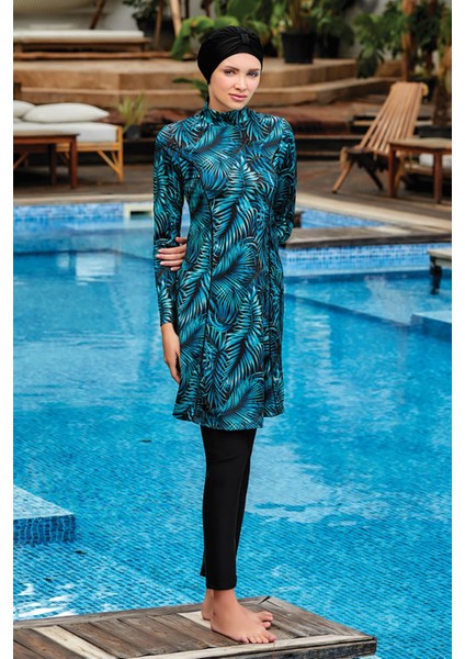 Likralı Tam Kapalı Tesettür Mayo London 4400 Siyah Remsa Mayo