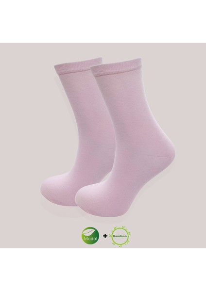 Kral Socks Kadın Çorabı (Bambu+Modal) Ter Emici Dikişsiz Model Soket Uzun Çorap (3 Çift) Karma Renk