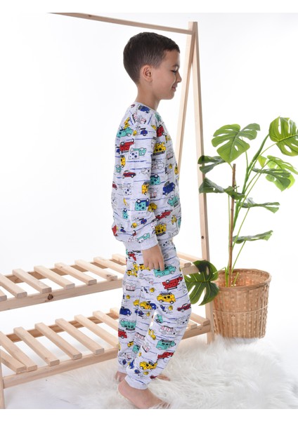 Erkek Çocuk Gri Arabalı Pijama Takım