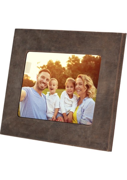 Gerçek Deri Masaüstü Fotoğraf Çerçevesi, 22X17CM (15X10 Foto) Antik Koyu Kahve fiyatları