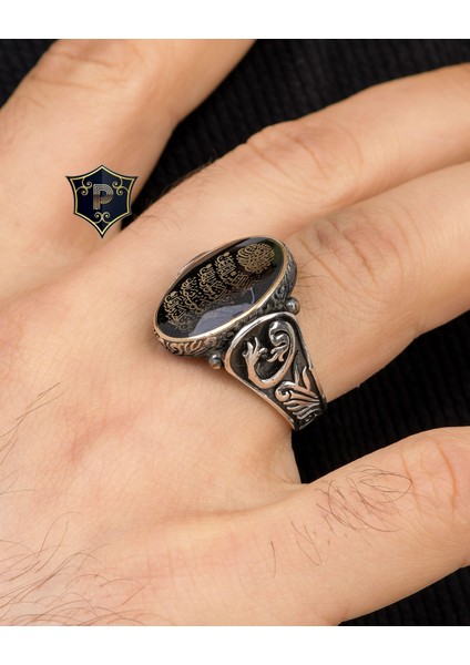 Gümüş Nas Suresi Mineli 925 Ayar Gümüş Erkek Yüzüğü fiyatları